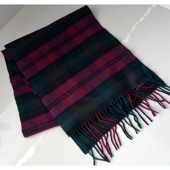 The Scotch House Scotland Scarf Plaid Cashmere Wool Fringe Multicolor 60”x12” - Picture 1 of 5